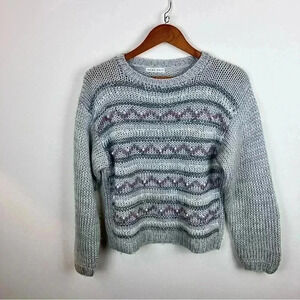 Women's hand-knit Sz.L Striped Sweater with beads Cottagecore 90s/Y2K